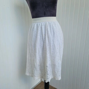 H&M Women's Lace Crochet Skirt A Line Ivory Off White Stretch Elastic Sz 4